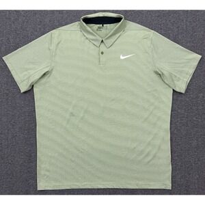 Nike Polo Shirt Mens XXL Green Mobility Control Stripe Standard Dri Fit Golf 2XL